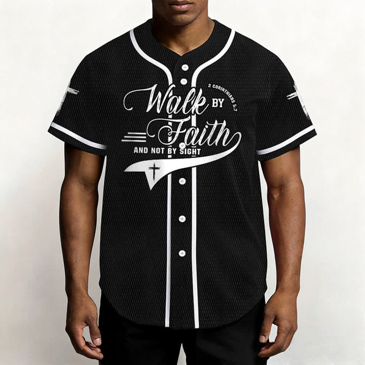 Christianartworkshop 2 Corinthiens 5:7 « Marchez par la foi et non par la vue » Maillot de baseball avec croix - image 18