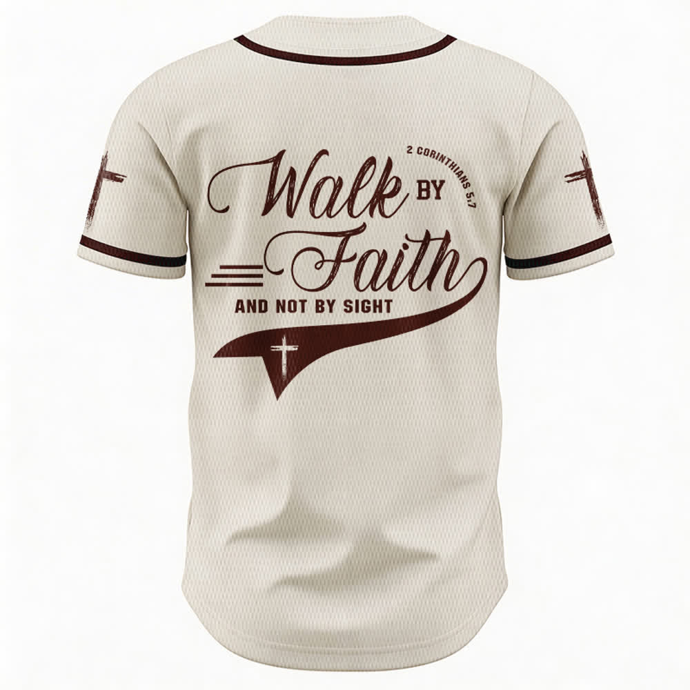 Christianartworkshop 2 Corinthiens 5:7 « Marchez par la foi et non par la vue » Maillot de baseball avec croix - image 23