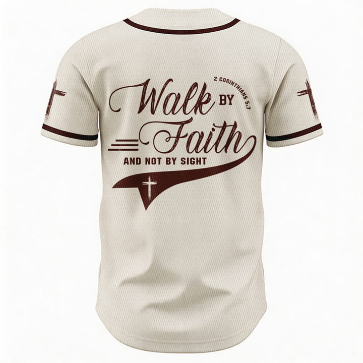 Christianartworkshop 2 Corinthiens 5:7 « Marchez par la foi et non par la vue » Maillot de baseball avec croix - image 23