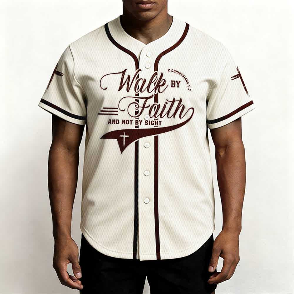 Christianartworkshop 2 Corinthiens 5:7 « Marchez par la foi et non par la vue » Maillot de baseball avec croix - image 24