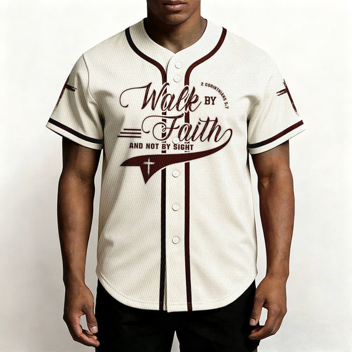 Christianartworkshop 2 Corinthiens 5:7 « Marchez par la foi et non par la vue » Maillot de baseball avec croix - image 24
