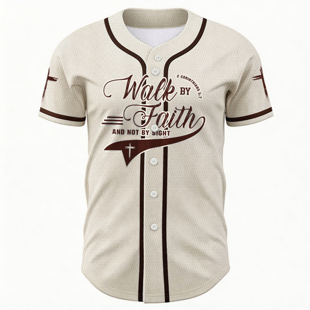 Christianartworkshop 2 Corinthiens 5:7 « Marchez par la foi et non par la vue » Maillot de baseball avec croix - image 22