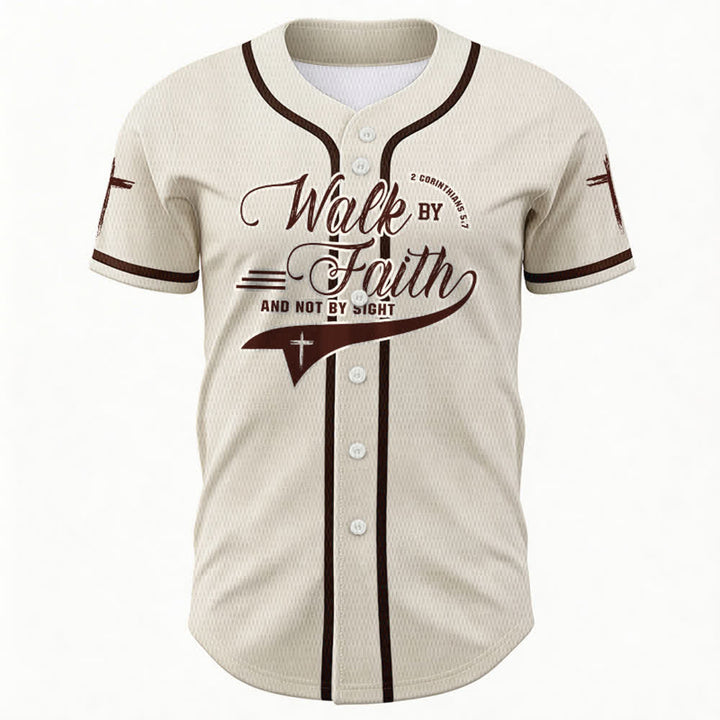 Christianartworkshop 2 Corinthiens 5:7 « Marchez par la foi et non par la vue » Maillot de baseball avec croix - image 22