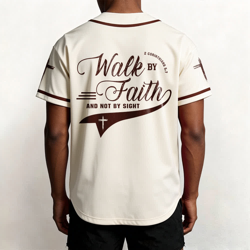 Christianartworkshop 2 Corinthiens 5:7 « Marchez par la foi et non par la vue » Maillot de baseball avec croix - image 25