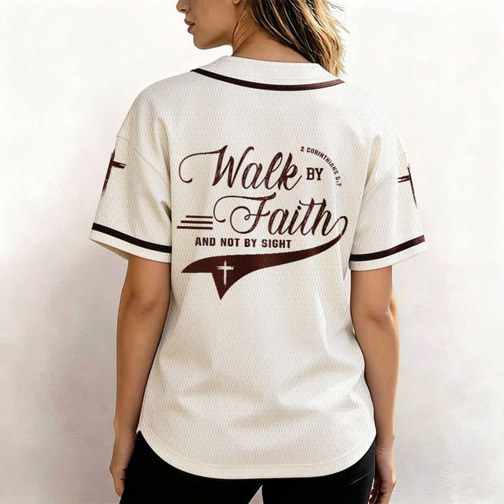 Christianartworkshop 2 Corinthiens 5:7 « Marchez par la foi et non par la vue » Maillot de baseball avec croix - image 27