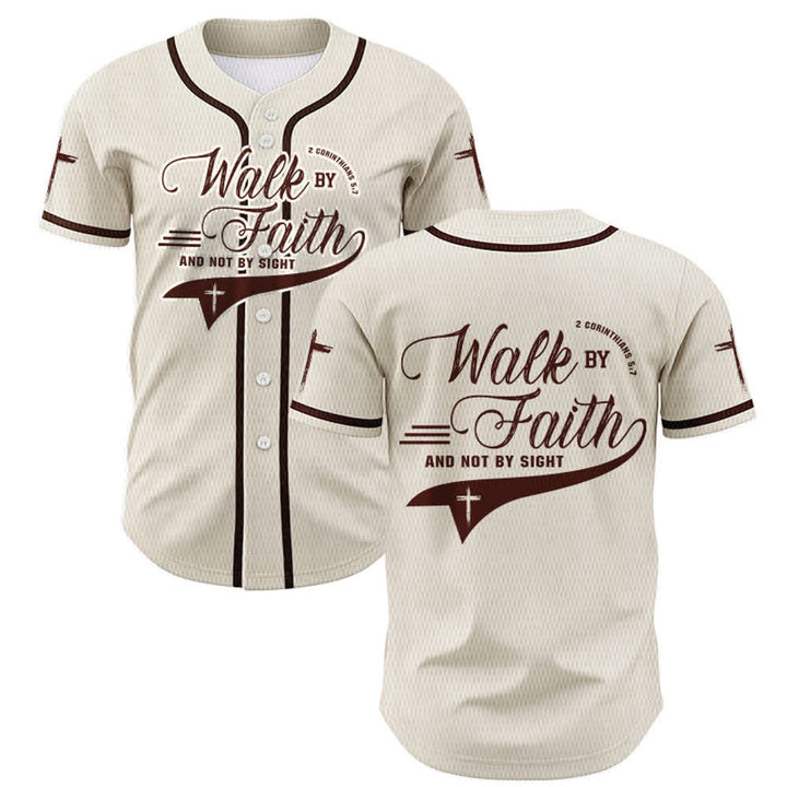 Christianartworkshop 2 Corinthiens 5:7 « Marchez par la foi et non par la vue » Maillot de baseball avec croix - Abricot - 5XL - image 21
