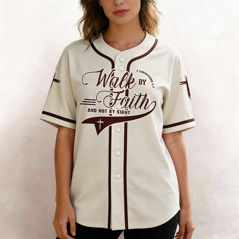 Christianartworkshop 2 Corinthiens 5:7 « Marchez par la foi et non par la vue » Maillot de baseball avec croix - image 26