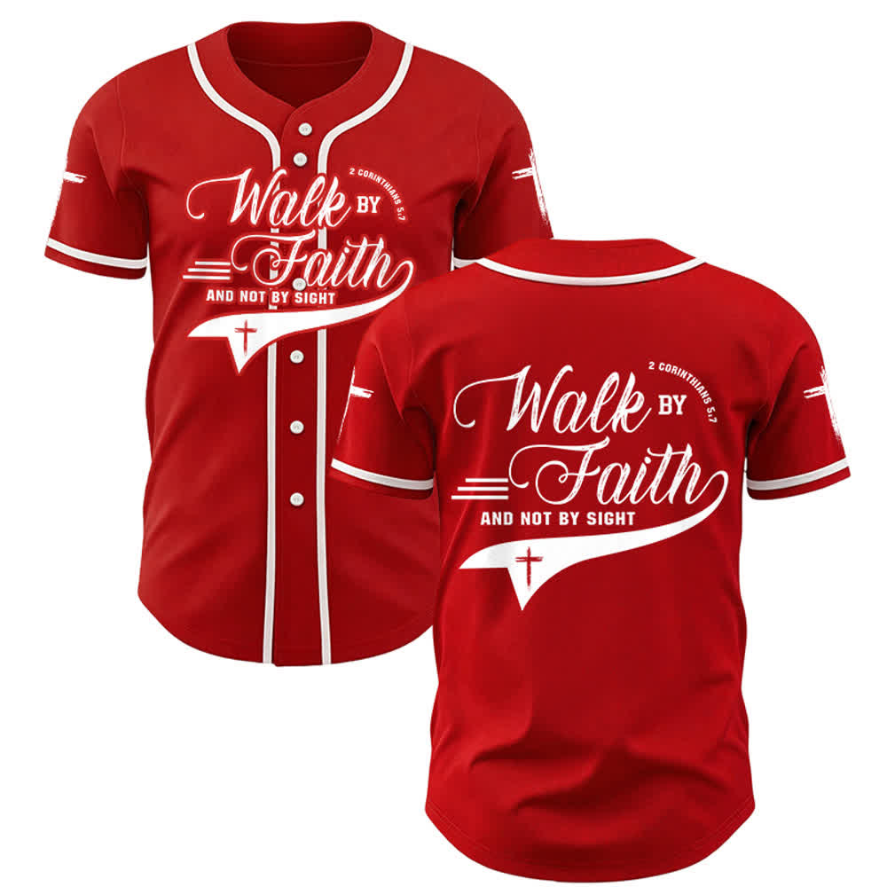 Christianartworkshop 2 Corinthiens 5:7 « Marchez par la foi et non par la vue » Maillot de baseball avec croix - Rouge - 5XL - image 28