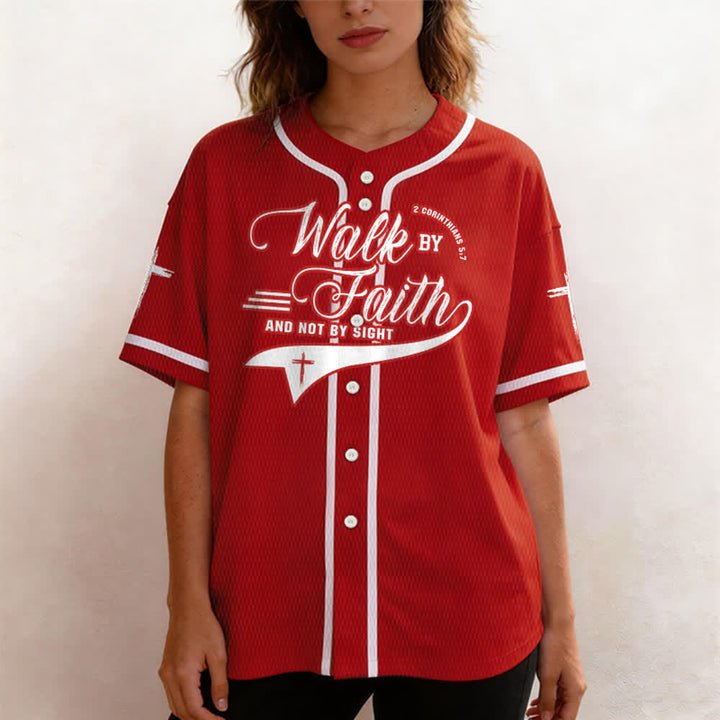 Christianartworkshop 2 Corinthiens 5:7 « Marchez par la foi et non par la vue » Maillot de baseball avec croix - image 31