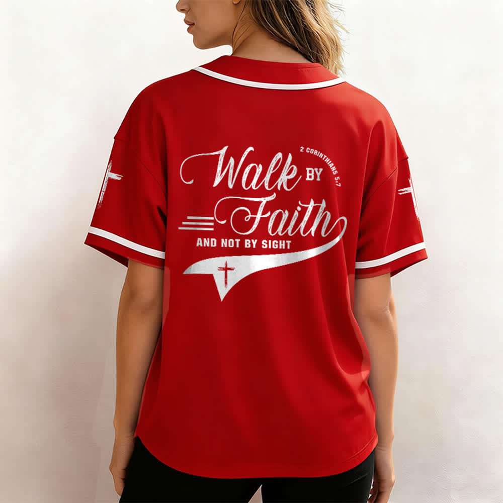 Christianartworkshop 2 Corinthiens 5:7 « Marchez par la foi et non par la vue » Maillot de baseball avec croix - image 32