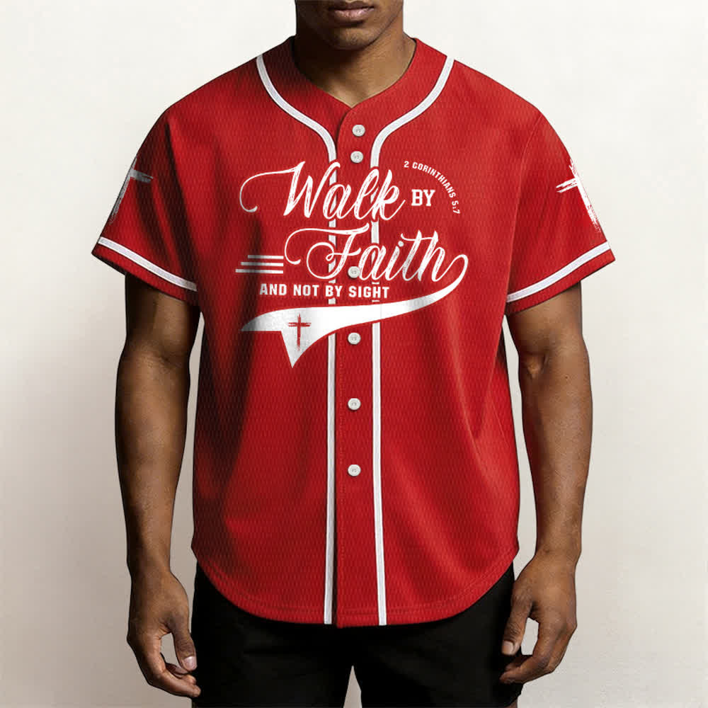 Christianartworkshop 2 Corinthiens 5:7 « Marchez par la foi et non par la vue » Maillot de baseball avec croix - image 33