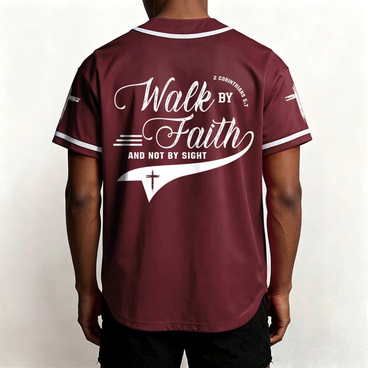 Christianartworkshop 2 Corinthiens 5:7 « Marchez par la foi et non par la vue » Maillot de baseball avec croix - image 39
