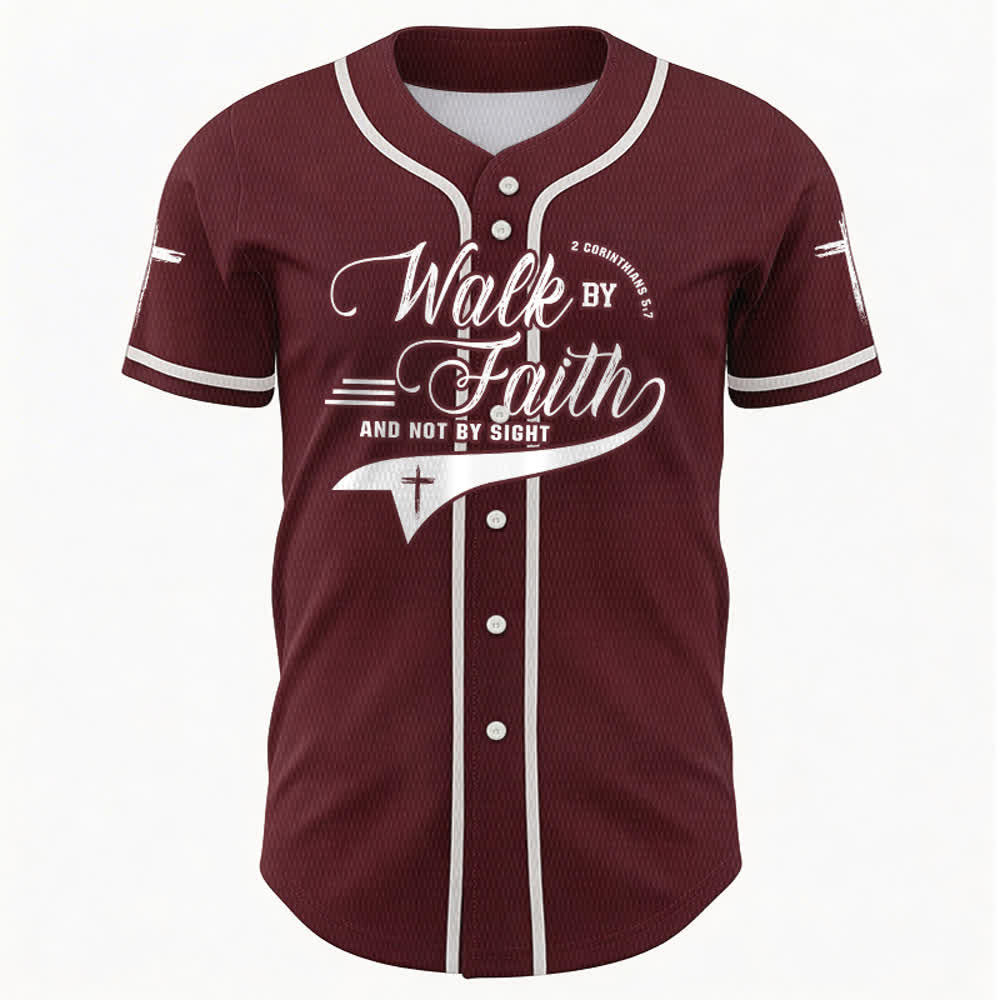 Christianartworkshop 2 Corinthiens 5:7 « Marchez par la foi et non par la vue » Maillot de baseball avec croix - image 36