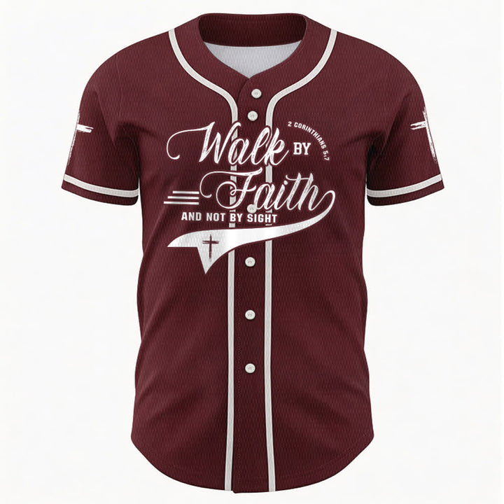 Christianartworkshop 2 Corinthiens 5:7 « Marchez par la foi et non par la vue » Maillot de baseball avec croix - image 36