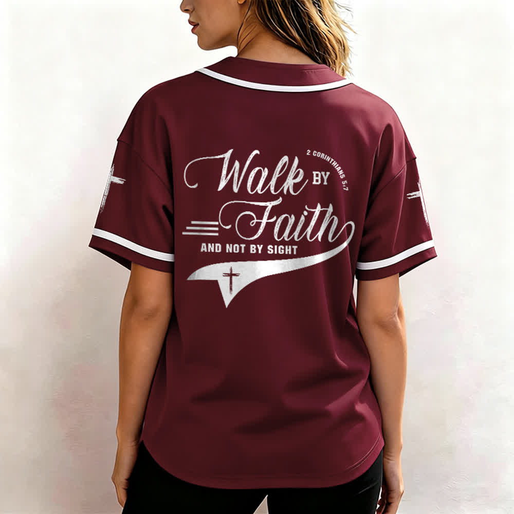 Christianartworkshop 2 Corinthiens 5:7 « Marchez par la foi et non par la vue » Maillot de baseball avec croix - image 41