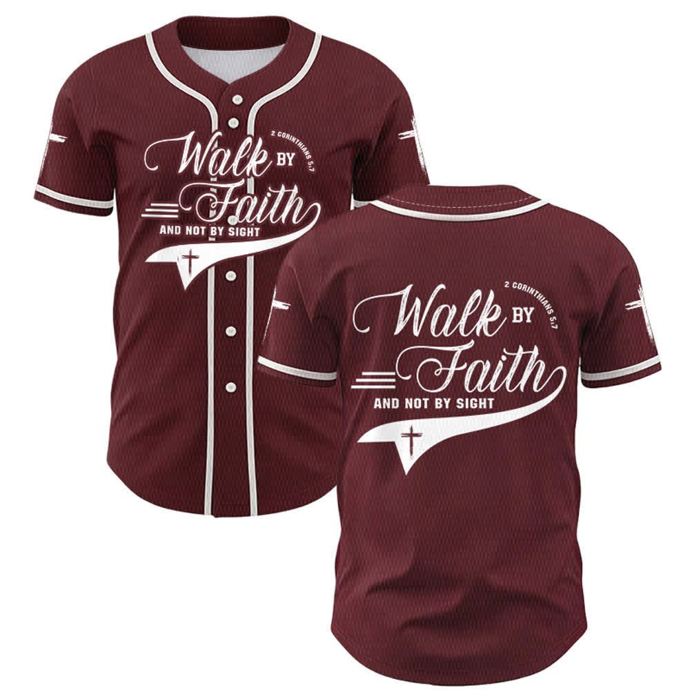 Christianartworkshop 2 Corinthiens 5:7 « Marchez par la foi et non par la vue » Maillot de baseball avec croix - Vin - 5XL - image 35