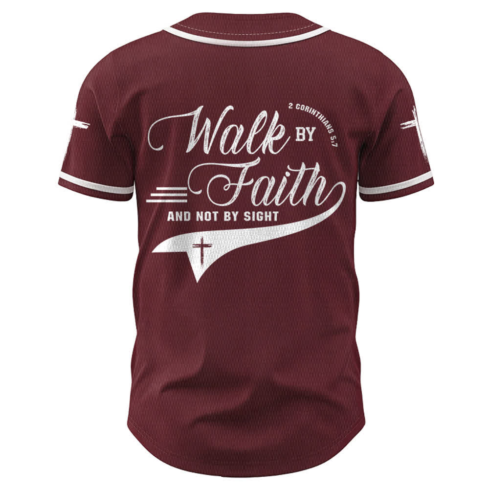 Christianartworkshop 2 Corinthiens 5:7 « Marchez par la foi et non par la vue » Maillot de baseball avec croix - image 37