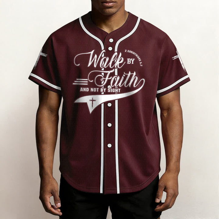 Christianartworkshop 2 Corinthiens 5:7 « Marchez par la foi et non par la vue » Maillot de baseball avec croix - image 38