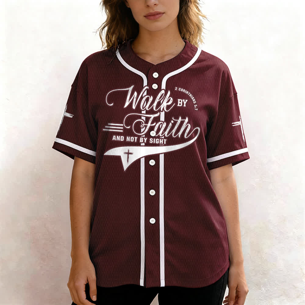 Christianartworkshop 2 Corinthiens 5:7 « Marchez par la foi et non par la vue » Maillot de baseball avec croix - image 40