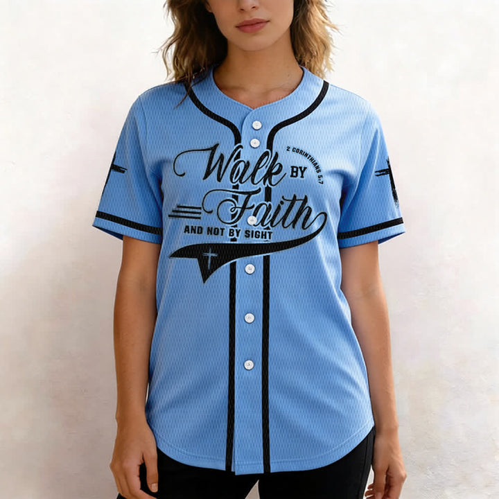 Christianartworkshop 2 Corinthiens 5:7 « Marchez par la foi et non par la vue » Maillot de baseball avec croix - image 47