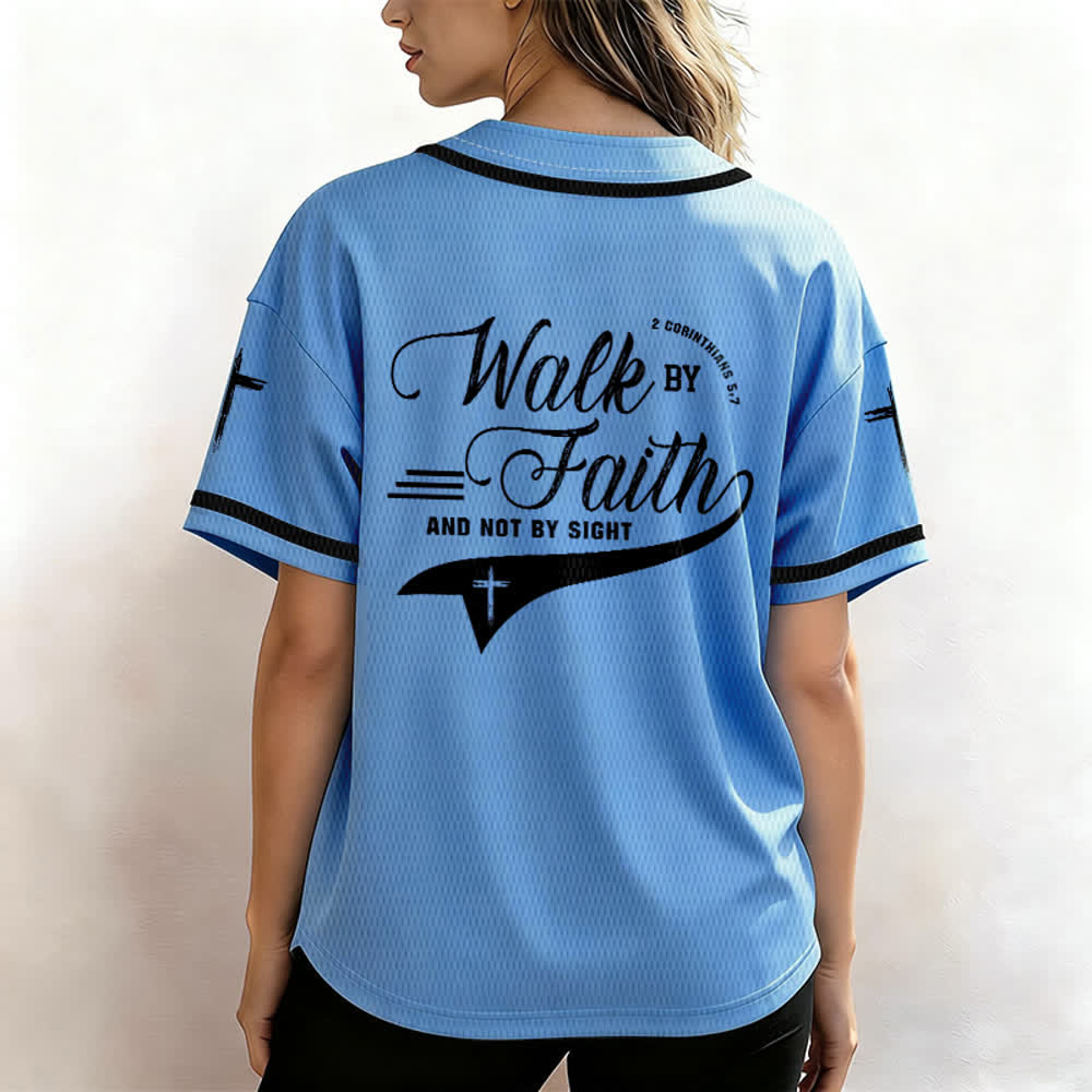 Christianartworkshop 2 Corinthiens 5:7 « Marchez par la foi et non par la vue » Maillot de baseball avec croix - image 48