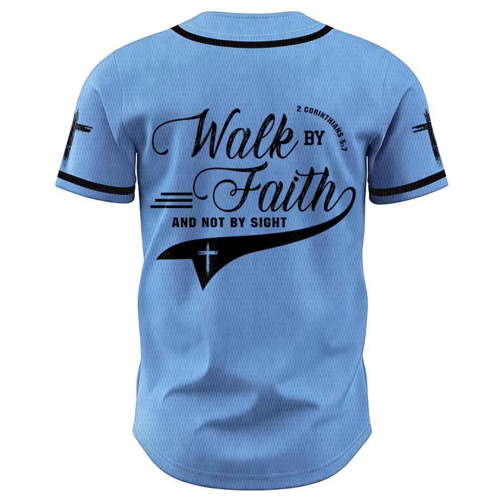 Christianartworkshop 2 Corinthiens 5:7 « Marchez par la foi et non par la vue » Maillot de baseball avec croix - image 44