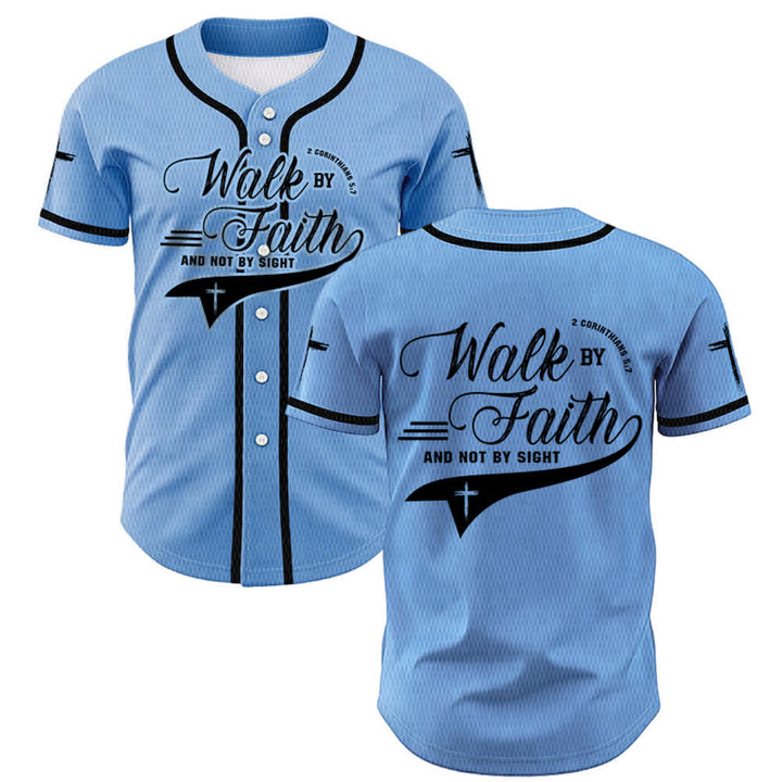 Christianartworkshop 2 Corinthiens 5:7 « Marchez par la foi et non par la vue » Maillot de baseball avec croix - Bleu - 5XL - image 42
