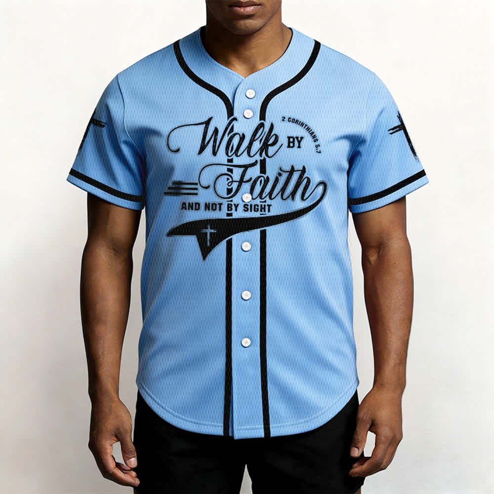 Christianartworkshop 2 Corinthiens 5:7 « Marchez par la foi et non par la vue » Maillot de baseball avec croix - image 45