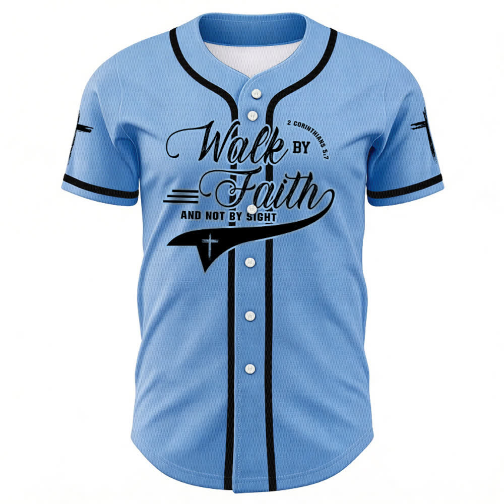Christianartworkshop 2 Corinthiens 5:7 « Marchez par la foi et non par la vue » Maillot de baseball avec croix - image 43