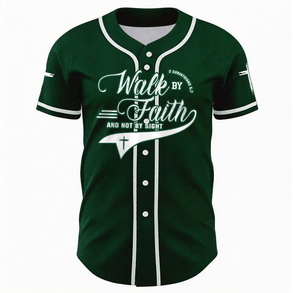 Christianartworkshop 2 Corinthiens 5:7 « Marchez par la foi et non par la vue » Maillot de baseball avec croix - image 50