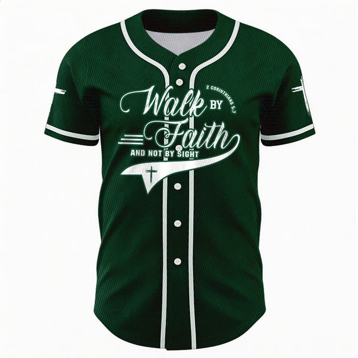Christianartworkshop 2 Corinthiens 5:7 « Marchez par la foi et non par la vue » Maillot de baseball avec croix - image 50