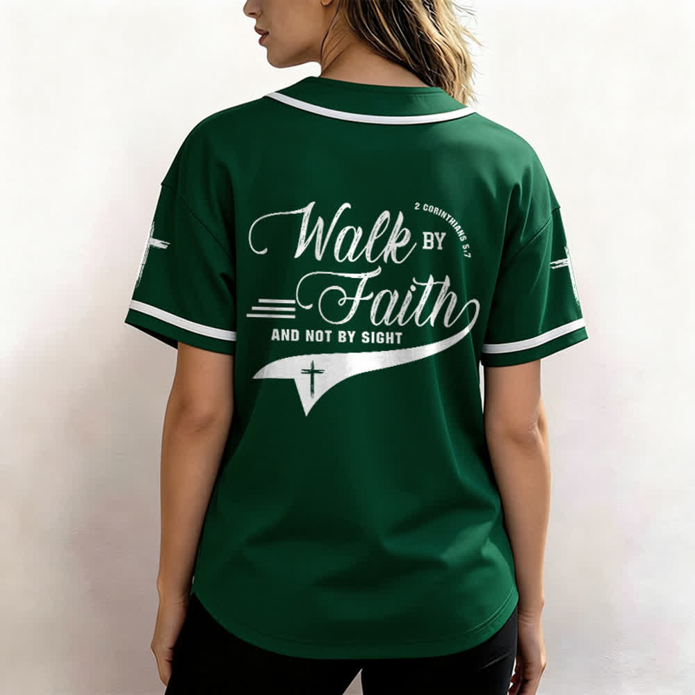 Christianartworkshop 2 Corinthiens 5:7 « Marchez par la foi et non par la vue » Maillot de baseball avec croix - image 55