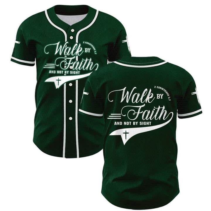 Christianartworkshop 2 Corinthiens 5:7 « Marchez par la foi et non par la vue » Maillot de baseball avec croix - Vert - 5XL - image 49