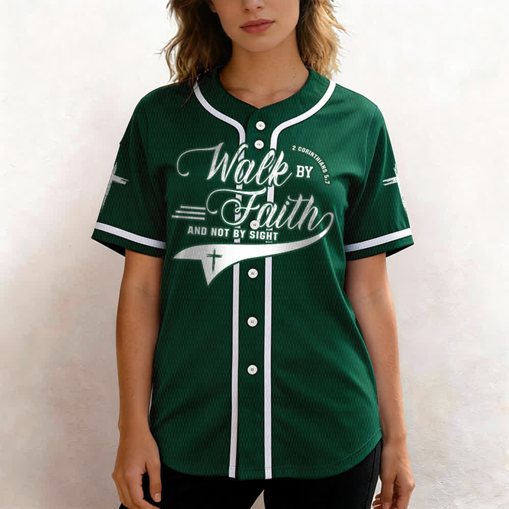 Christianartworkshop 2 Corinthiens 5:7 « Marchez par la foi et non par la vue » Maillot de baseball avec croix - image 54