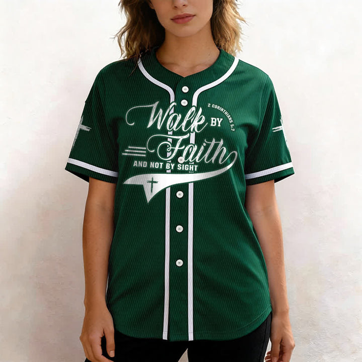Christianartworkshop 2 Corinthiens 5:7 « Marchez par la foi et non par la vue » Maillot de baseball avec croix - image 54