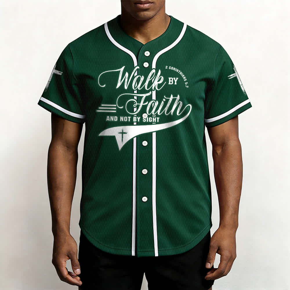 Christianartworkshop 2 Corinthiens 5:7 « Marchez par la foi et non par la vue » Maillot de baseball avec croix - image 52