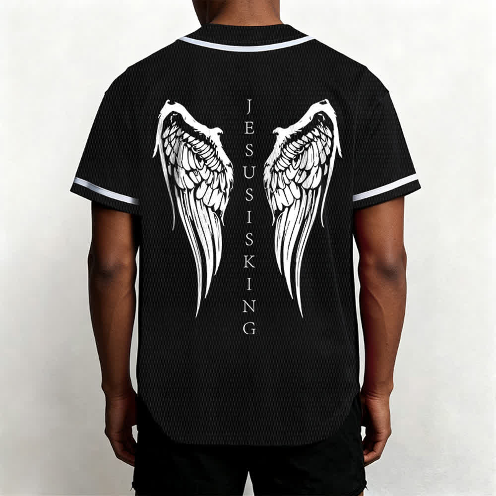 Christianartworkshop - Jésus est roi - Ailes d'ange - Croix - Déclaration de foi - Maillot de baseball personnalisé - image 5