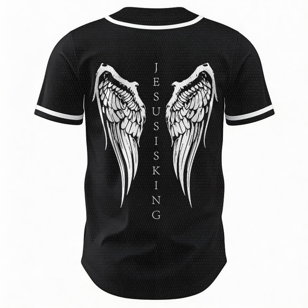 Christianartworkshop - Jésus est roi - Ailes d'ange - Croix - Déclaration de foi - Maillot de baseball personnalisé - image 1
