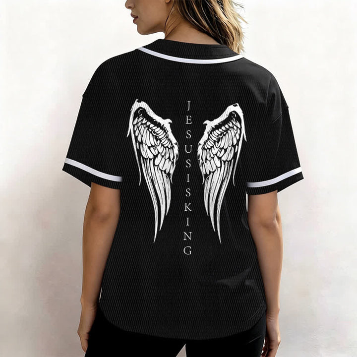 Christianartworkshop - Jésus est roi - Ailes d'ange - Croix - Déclaration de foi - Maillot de baseball personnalisé - image 3