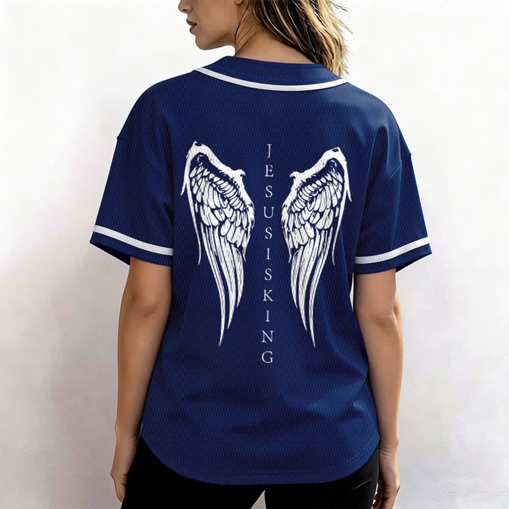 Christianartworkshop - Jésus est roi - Ailes d'ange - Croix - Déclaration de foi - Maillot de baseball personnalisé - image 10