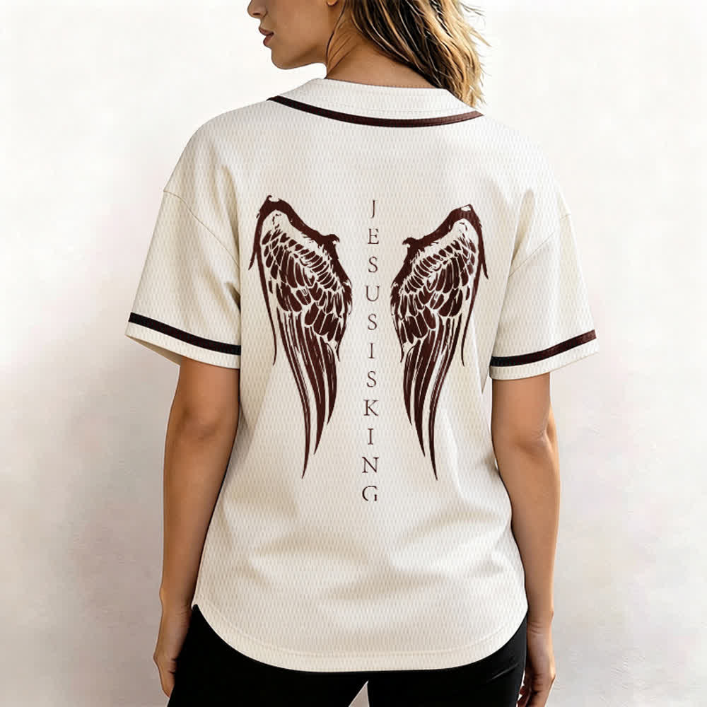 Christianartworkshop - Jésus est roi - Ailes d'ange - Croix - Déclaration de foi - Maillot de baseball personnalisé - image 17