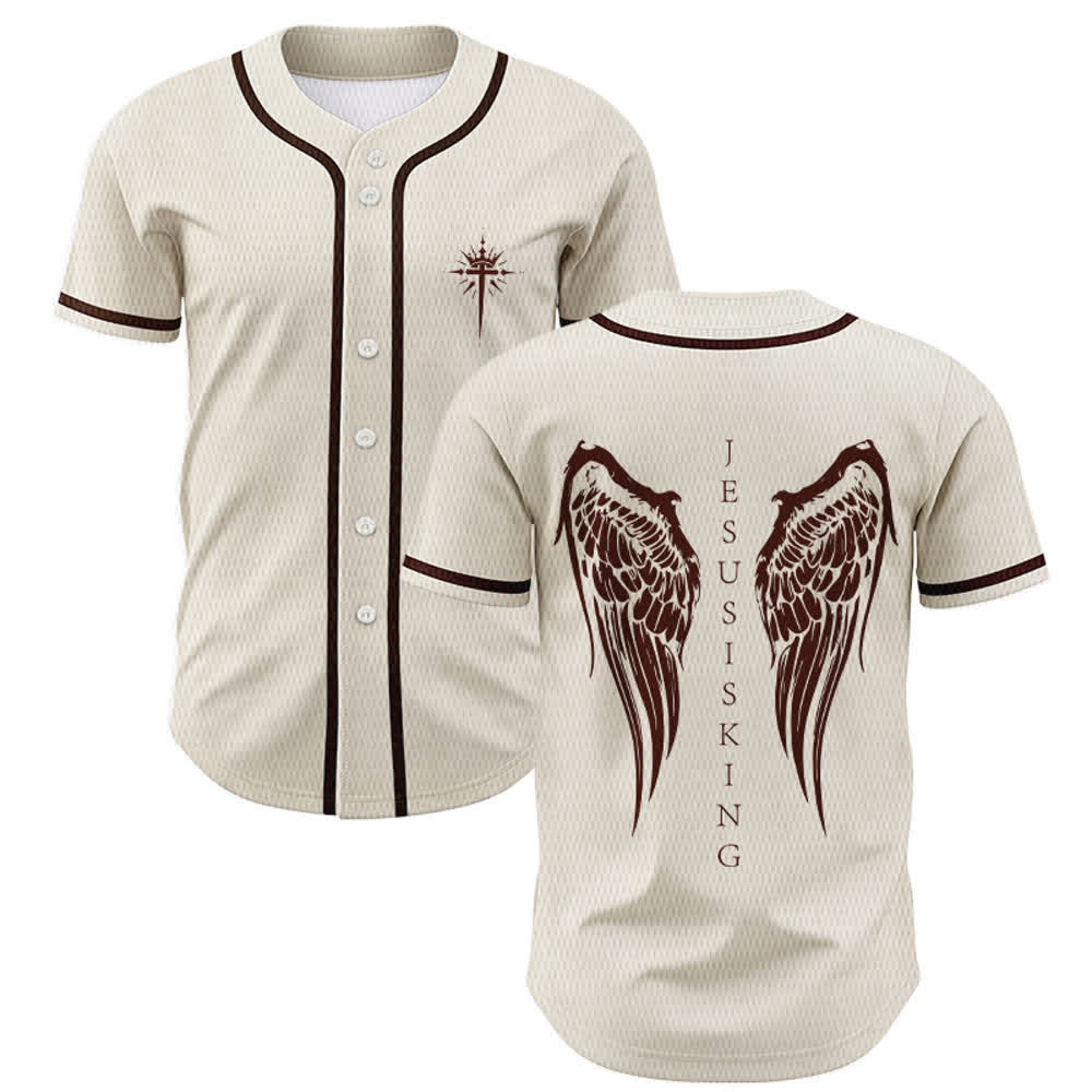 Christianartworkshop - Jésus est roi - Ailes d'ange - Croix - Déclaration de foi - Maillot de baseball personnalisé - Abricot - 5XL - image 14