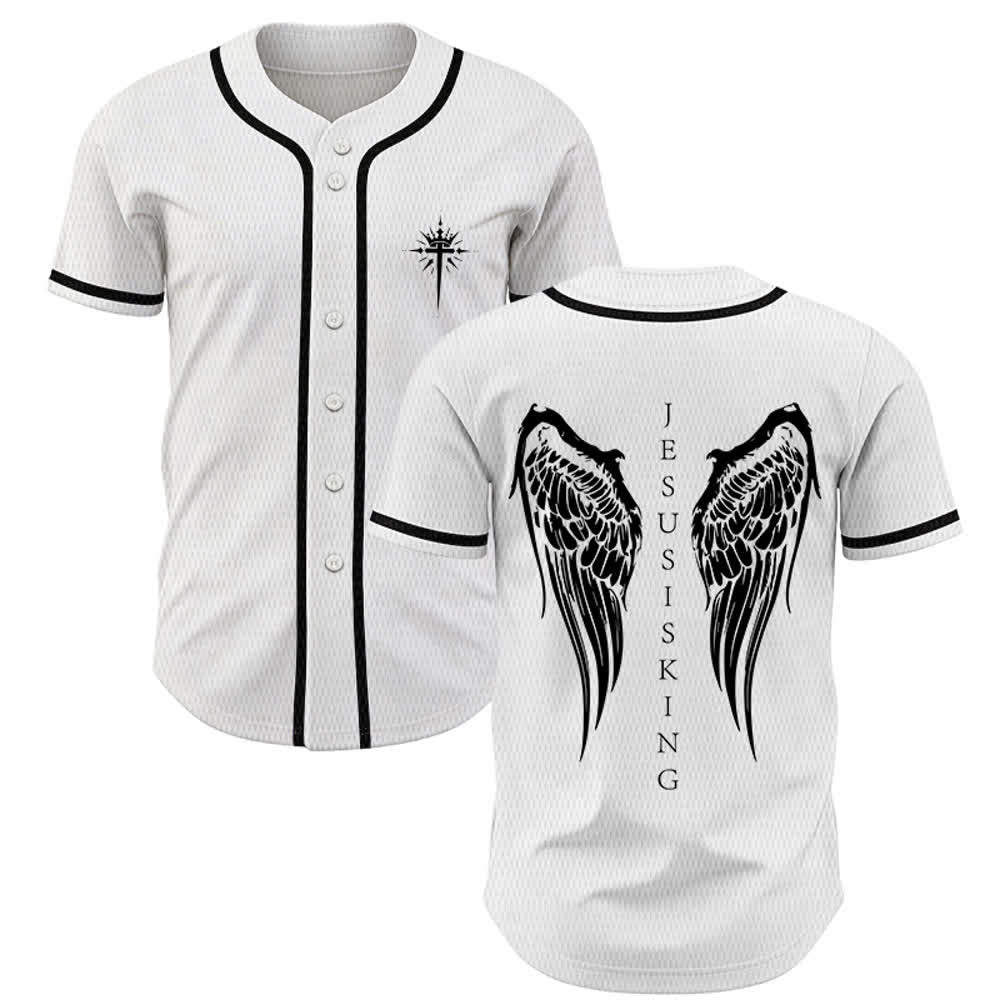 Christianartworkshop - Jésus est roi - Ailes d'ange - Croix - Déclaration de foi - Maillot de baseball personnalisé - Blanc - 5XL - image 21