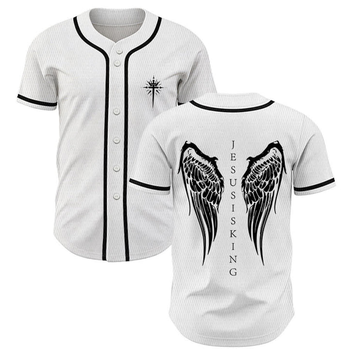 Christianartworkshop - Jésus est roi - Ailes d'ange - Croix - Déclaration de foi - Maillot de baseball personnalisé - Blanc - 5XL - image 21
