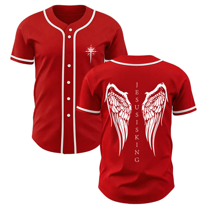 Christianartworkshop - Jésus est roi - Ailes d'ange - Croix - Déclaration de foi - Maillot de baseball personnalisé - Rouge - 5XL - image 28