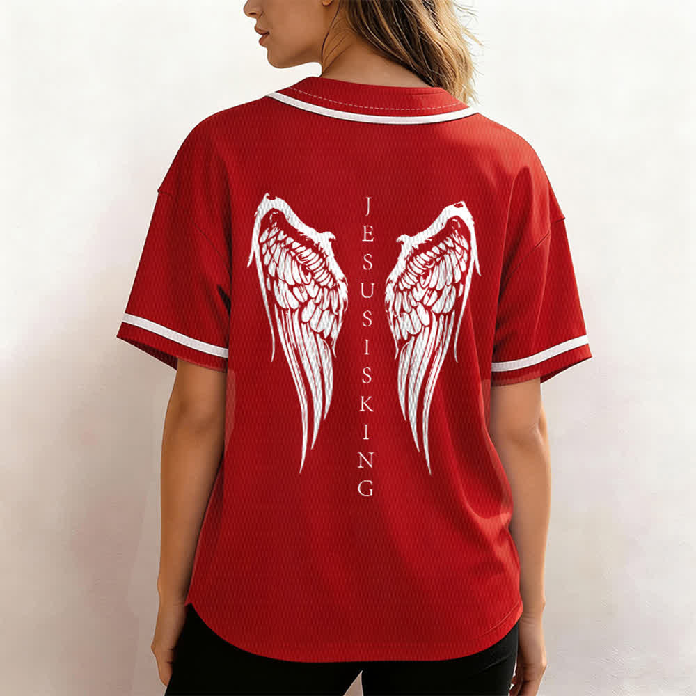 Christianartworkshop - Jésus est roi - Ailes d'ange - Croix - Déclaration de foi - Maillot de baseball personnalisé - image 31
