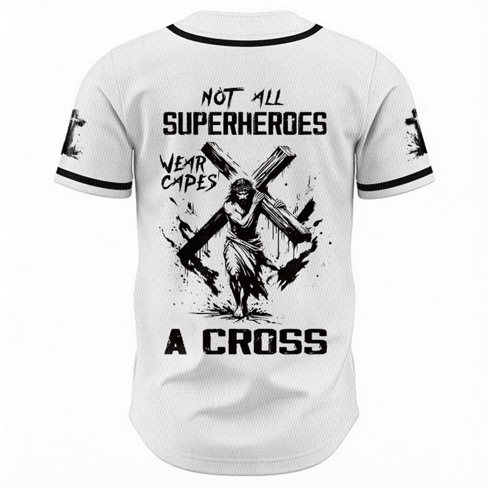 Christianartworkshop Tous les super-héros ne portent pas de cape. Maillot de baseball unisexe Cross - image 1