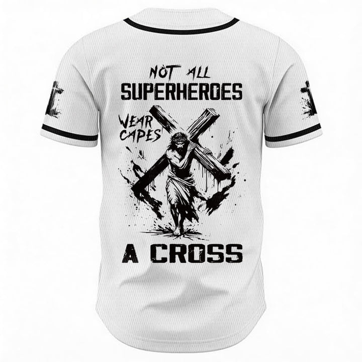 Christianartworkshop Tous les super-héros ne portent pas de cape. Maillot de baseball unisexe Cross - image 1