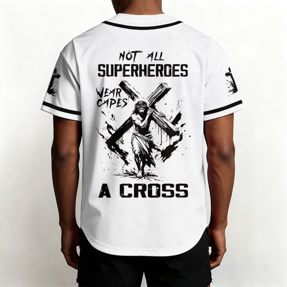 Christianartworkshop Tous les super-héros ne portent pas de cape. Maillot de baseball unisexe Cross - image 3