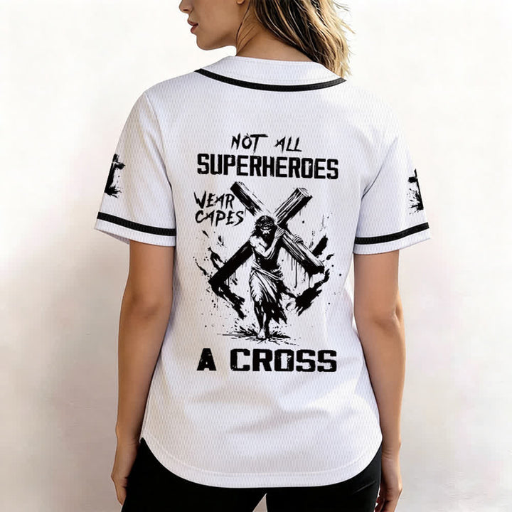 Christianartworkshop Tous les super-héros ne portent pas de cape. Maillot de baseball unisexe Cross - image 5